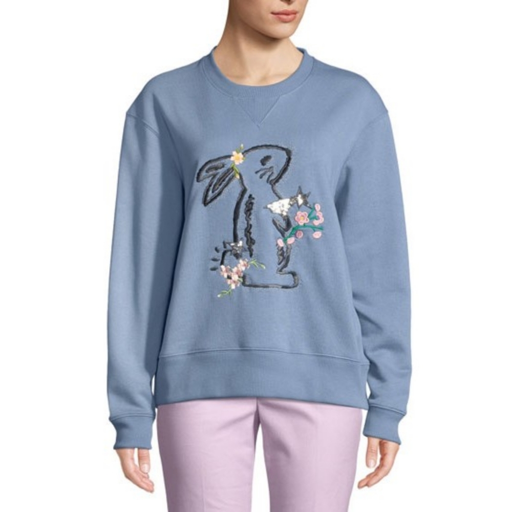 COACH X SELENA GOMEZ Bunny Embroidered Sweatshirt in dusty Blue-S